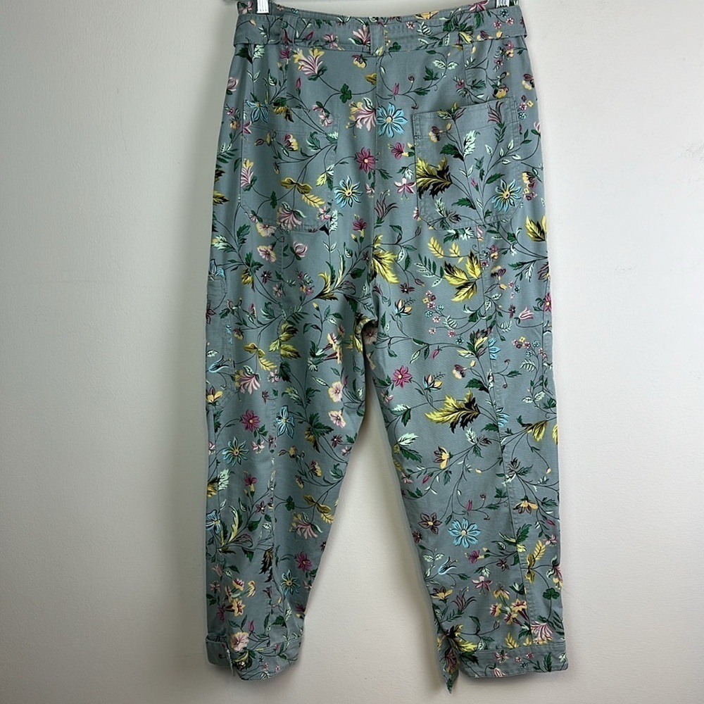 Anthropologie Victoria Floral Cargo Pants Size 8 High Waisted Belted Relaxed Fit - Picture 12 of 16